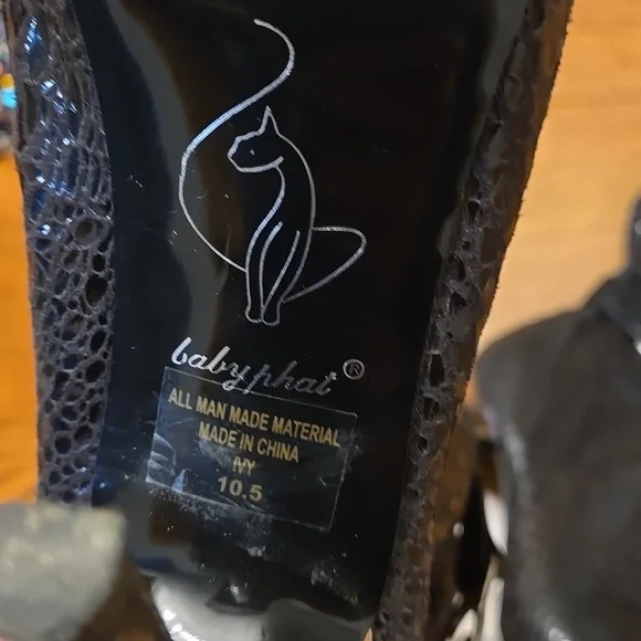 Vintage Baby Phat Croc-Embossed Black Patent Knee-High Boots size 10.5 - Picture 5 of 9